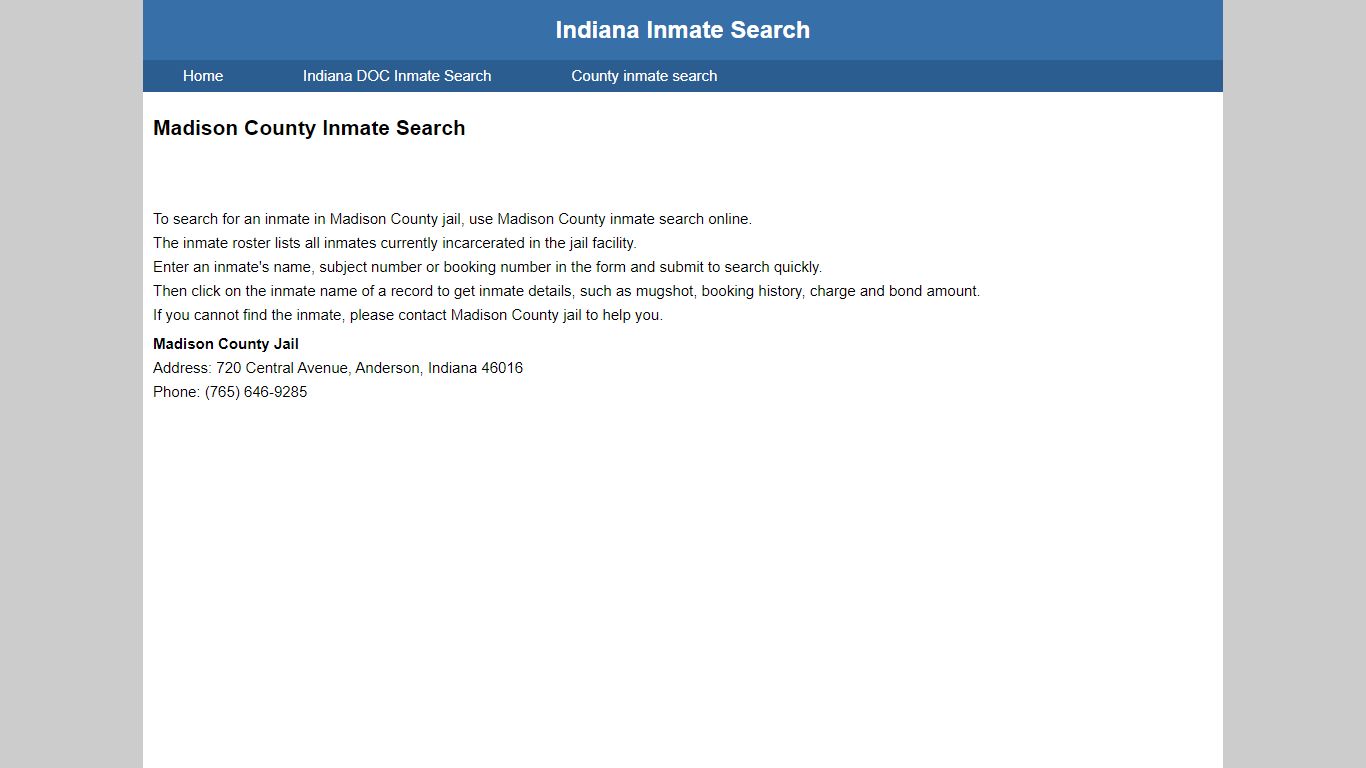 Madison County Jail Inmate Search - Indiana Inmate Search