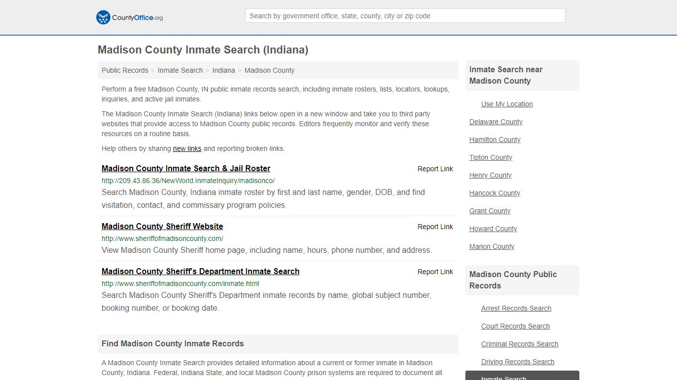 Madison County Inmate Search (Indiana)