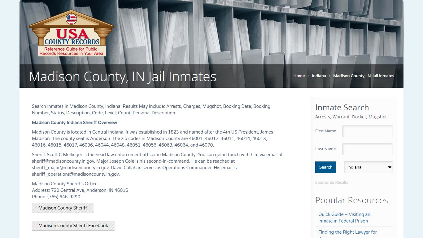 Madison County, IN Jail Inmates | Name Search