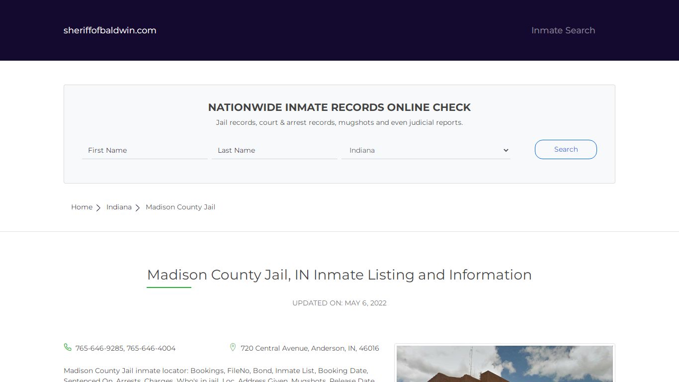 Madison County Jail, IN Inmate Listing and Information